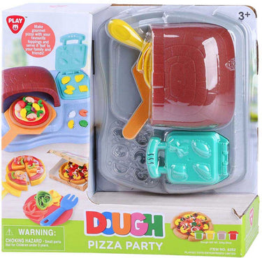 Playgo klei speelgoed pizza feest set met 4 kleipotjes voor kinderen.