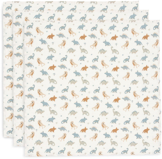 Jollein - hydrofiele doek small 70x70cm - spuugdoekjes - zacht katoen - 3 stuks - roarsome
