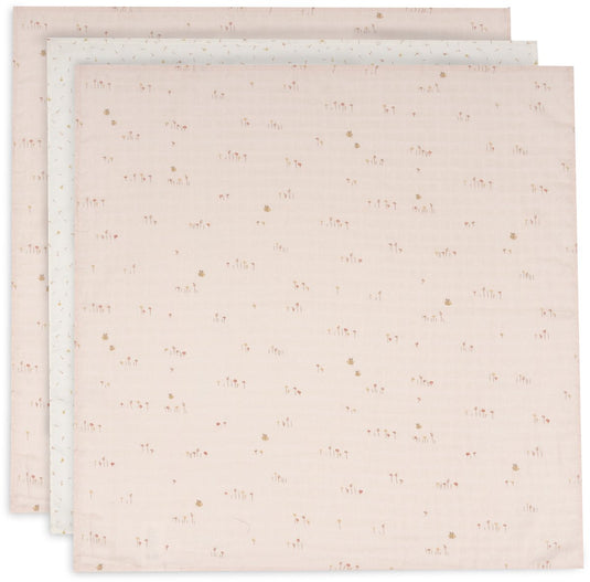 Jollein hydrofiele doek small - 70x70cm - pretty picnic - 3 stuks