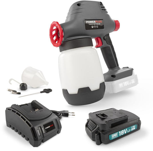 Powerplus - economy - powebpss1 - 18 v - inductiemotor - verfpistool - 18v 1000ml - incl. batterij 18v 1.5ah en lader