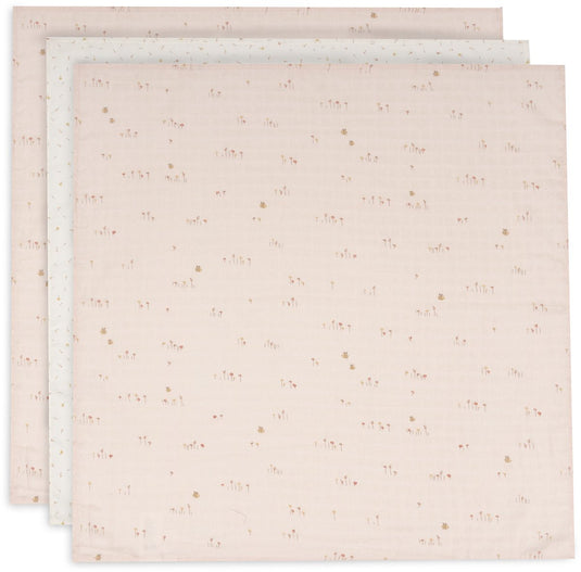 Jollein hydrofiele doek small - 70x70cm - pretty picnic - 3 stuks