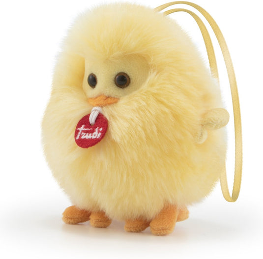 Trudi - charms sleutelhanger knuffel kuiken 10 cm - handgemaakt in italie - pluche knuffel - knuffeldier voor jongens en meisjes - geel - 10x10x8 cm maat xxs