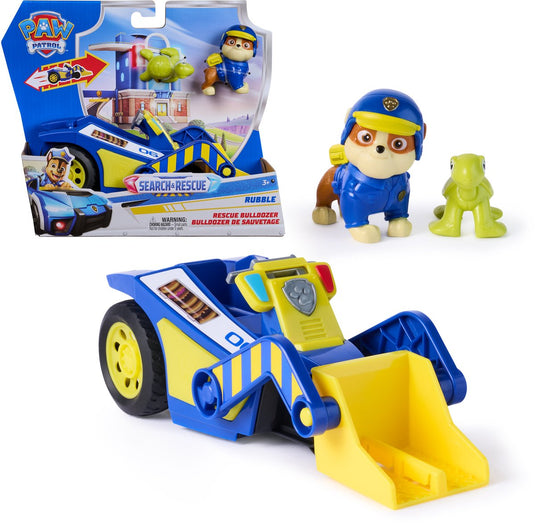 Paw patrol - search rescue - rubble - reddingsrecyclevoertuig met 2 figuren terugtrekfunctie - speelgoedvoertuigen