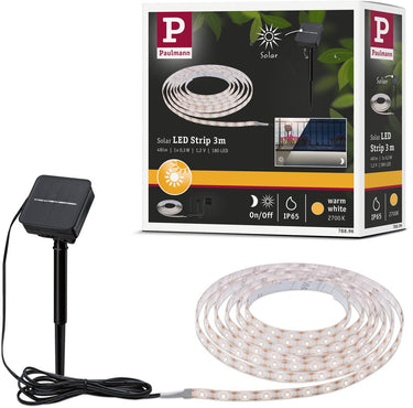 Paulmann solar led strip 3 meter warmwit 2700k - ip44 - met schemersensor - 0,3w - 60 leds m