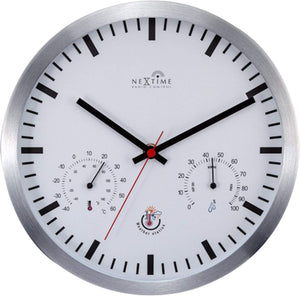 Nextime station – stationsklok – 25 cm – metaal – wit – zendergestuurd