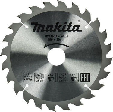 Makita accessoires makita cirkelzaagblad voor hout | standaard | ø 190mm asgat 30mm 24t - d-64951
