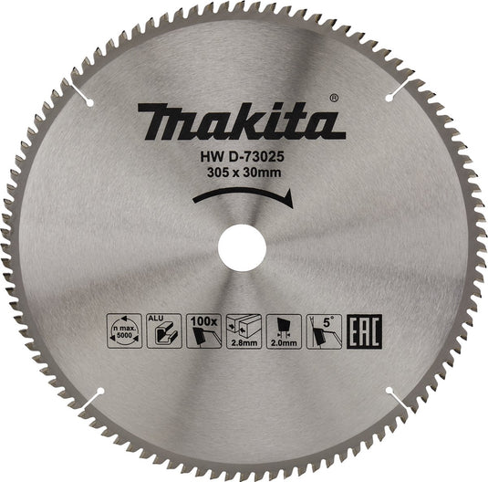 Makita afkortzaagblad voor aluminium | standaard | ø 305mm asgat 30mm 100t - d-73025