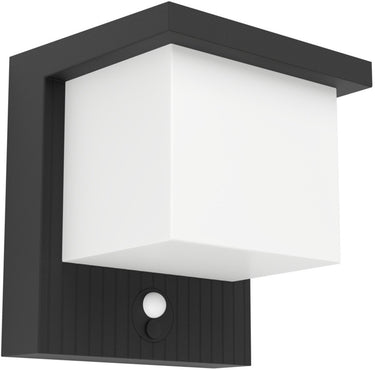 Eglo frigento solar wandlamp buiten - sensor - oplaadbaar - 15 cm - zwart melkkleurig