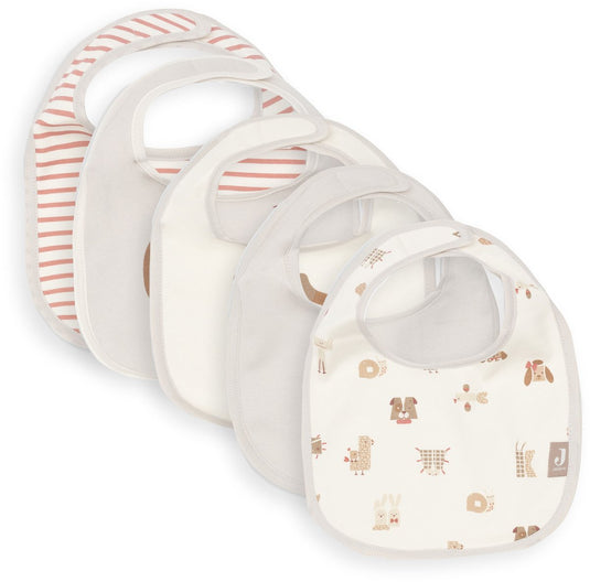 Jollein slabbetjes waterproof - 5 stuks - 30 cm - animal friends