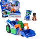 Paw patrol - search rescue - rocky's recyclevoertuig met 2 figuren terugtrekfunctie - speelgoedvoertuigen