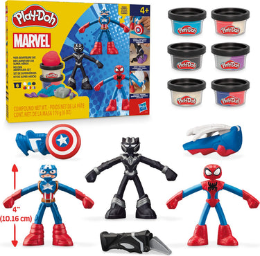 Play-doh marvel heldenavonturen speelset - boetseerklei - inclusief 3 figuren - spider-man - black panther - captain america