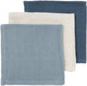Meyco baby uni pre-washed hydrofiele monddoekjes - pre-washed hydrofiel - natural jeans blue indigo - 30x30cm - 3-pack