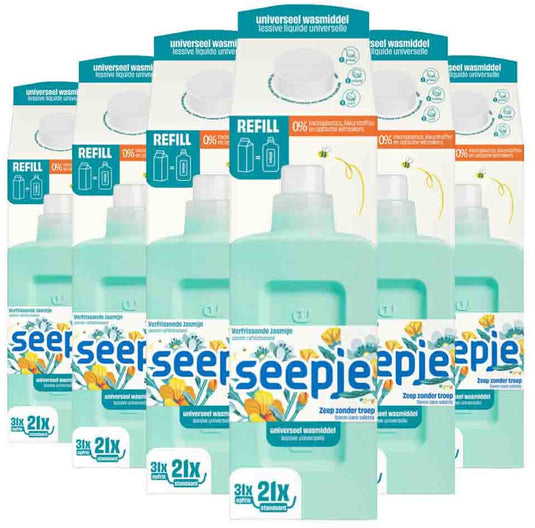 Seepje wasmiddel refill pak universeel - 6 x 945 ml - voordeelverpakking