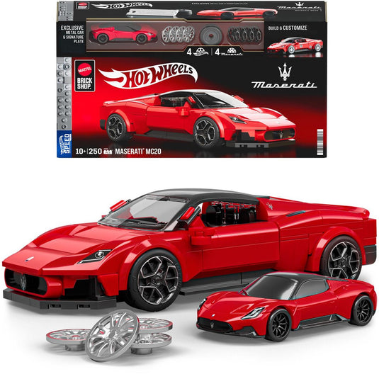 Mattel brick shop hot wheels speed serie - maserati mc20 - bouwspeelgoed - 250 onderdelen