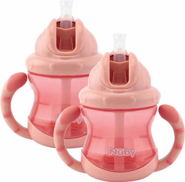 Nûby - flip-it antilekbeker met handvatten - 2-pack - roze - 240ml - 12+ maanden