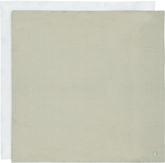 Jollein hydrofiele doek large - 115x115cm - olive green ivory - 2pack