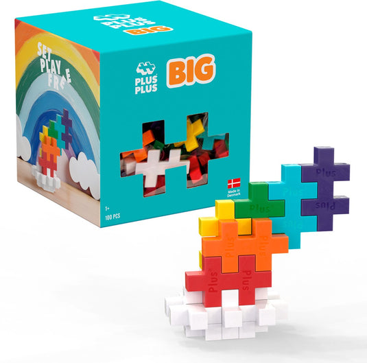 Plus-plus big rainbow mix 100 delige bouwset – 4354 – bouwspeelgoed voor kinderen vanaf 1 jaar – constructiespeelgoed – set met bouwstenen