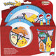 Stor pokémon kinderservies - 5-delig - herbruikbaar - inclusief bord, kom, bestek en beker - vaatwasser- en microgolfbestendig bpa-vrij - wit blauw