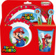 Stor nintendo's super mario kinderservies - 5-delig - herbruikbaar - inclusief bord, kom, bestek en beker - vaatwasser- en microgolfbestendig bpa-vrij - wit rood
