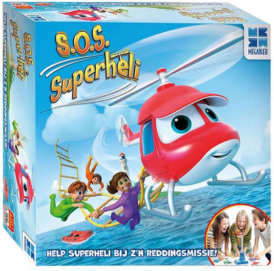 Megableu s.o.s. superheli - spannend actiespel voor kinderen - elektronisch gezelschapsspel - vanaf 5 jaar - kinderspel met zwaaiende ladder