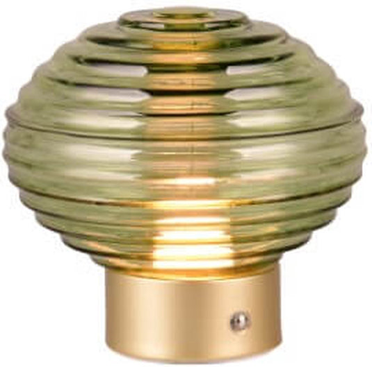 Rl live your light reality earl - tafellamp - messing mat - incl. 1x smd 2w - touch functie - oplaadbaar - snoerloos - groen glas