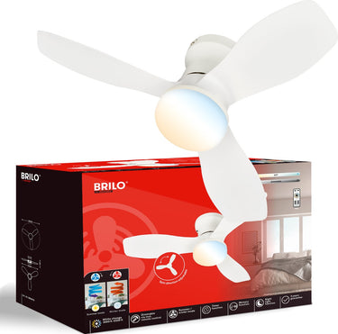 Briloner lufito - plafondventilator met verlichting - led plafondlamp met ventilator - ventilator lamp zomer- en wintermodus - dimbaar - cct - ø60 - wit