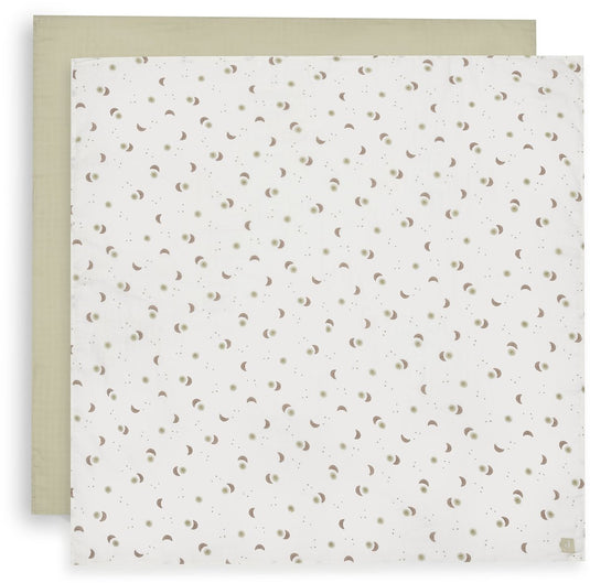 Jollein hydrofiele doek large 115x115cm over the moon (2pack)