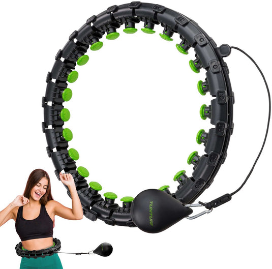Tunturi verstelbare hoelahoep met gewicht - hoepel - massage hoela hoep - weighted fitness hula hoop - 1,3 kg - taille omtrek verstelbaar van 44 tot 106 cm
