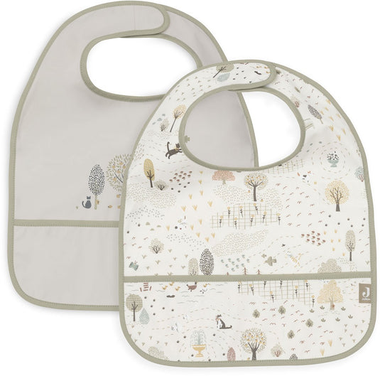 Jollein slabbetjes waterproof - 2 stuks - 30 cm - tiny park