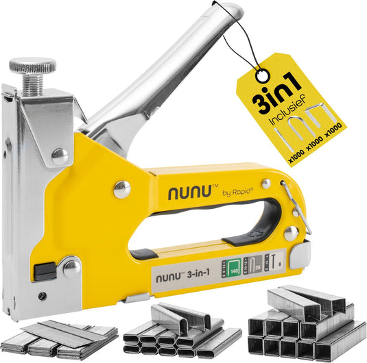 Rapid nunu 3-in-1 handtacker - set met 3.000 nietjes en brands