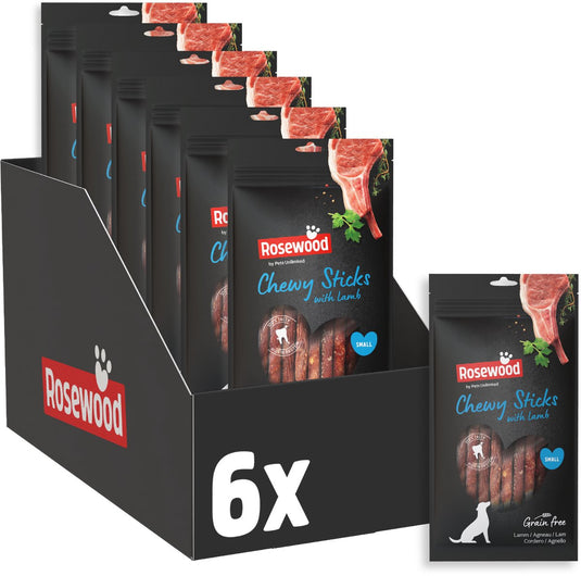 Rosewood chewy sticks lam small - kauwstaven voor kleine honden - met lam runderhuid - graanvrij - zonder kunstmatige toevoegingen - 6 zakjes à 72g