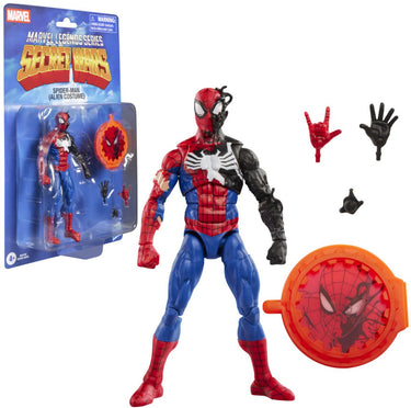 Marvel legends series secret wars spider-man (alien costume), comics collectible 6 inch action figure