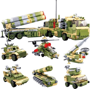 Sluban army mobiel lanceringsplatform 6 in 1 bouwspeelgoed – constructiespeelgoed modelbouw – bouwdoos met 713 bouwstenen – m38-b0758 – vanaf 6 jaar