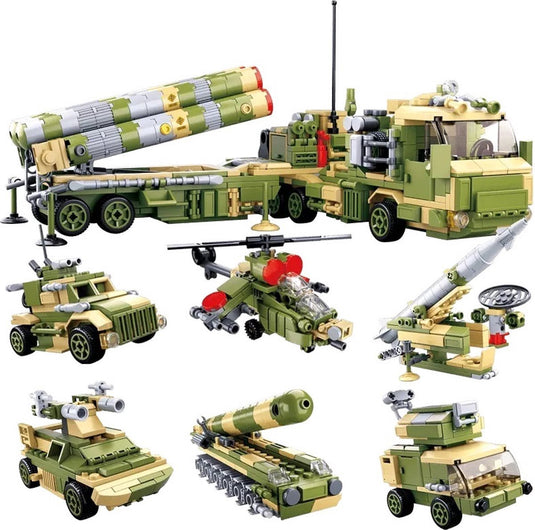 Sluban army mobiel lanceringsplatform 6 in 1 bouwspeelgoed – constructiespeelgoed modelbouw – bouwdoos met 713 bouwstenen – m38-b0758 – vanaf 6 jaar