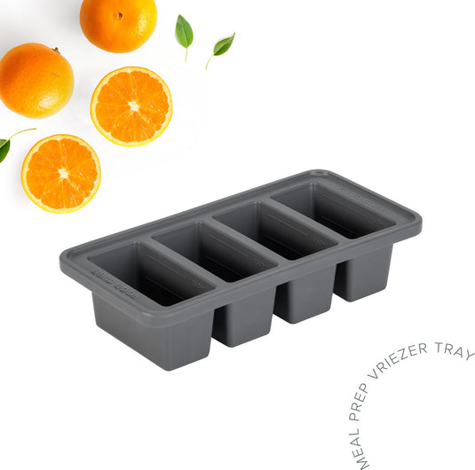 The original foodcube – babyvoedingbewaarbakje – meal prep bakje – diepvriesbakje – vershoudbakje – 100% siliconen vriezer tray met deksel – bpa vrij – geschikt voor vriezer, magnetron, oven vaatwasser – 4x250ml - grijs