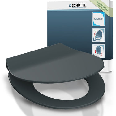 Schütte wc-bril 82704 slim anthrazit - duroplast - super dun - soft close - afklikbaar - rvs-scharnieren - belastbaar tot 175 kg - gelakt - antraciet