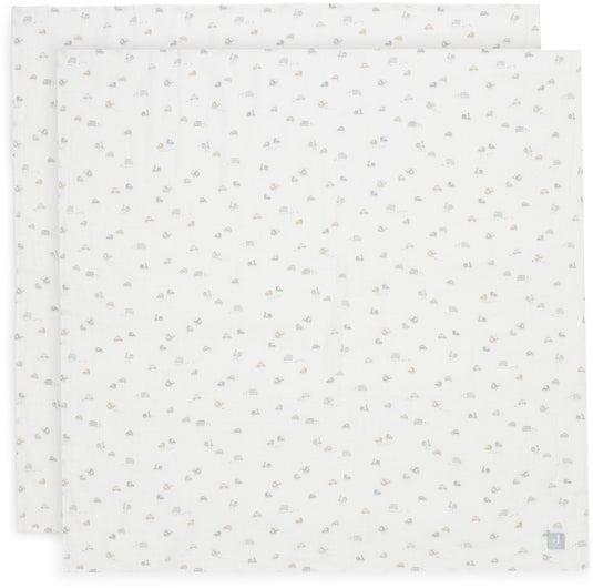 Jollein - hydrofiele doek large 115x115cm - inbakerdoek - zacht katoen - 2 stuks - on the go
