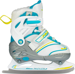 Nijdam kunstschaats - verstelbaar - maat 35-38 - semi-softboot - wit blauw