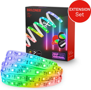 Briloner pimp your panel - uitbreidingsset led strip 2,6m - 8023252 - uitbreidingsset rgb - pimp your panel - inkortbaar - zelfklevend - uitschuifbaar - 262,5 x 1 cm