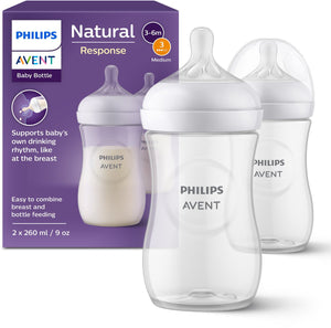 Philips avent natural response babyfles - 2 stuks - 260ml - flow 3 - plastic - scy903 02