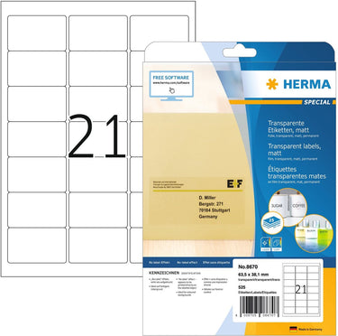 Herma 8670 adreslabels transparant