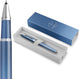 Parker im writing rituals rollerbalpen | rustgevend blauw afwerking met kleurverloop en verchroomde details | fijne penpunt | zwarte inkt | geschenkverpakking
