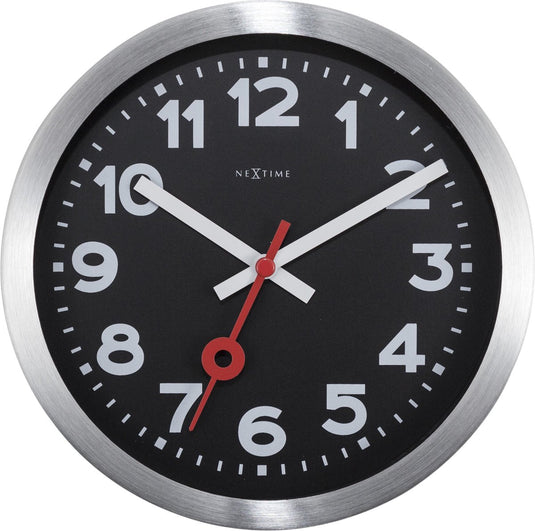 Nextime station – wandklok tafelklok – 19 cm – aluminium – zwart
