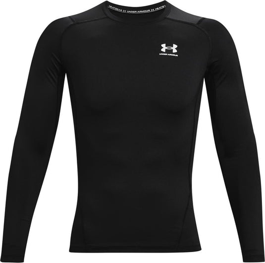 Under armour ua hg armour comp ls-blk heren sportshirt- zwart - wit