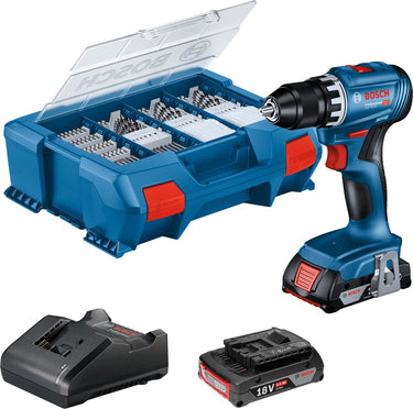 Bosch professional gsr 18v-45 accuschroefboormachine - 2x gba 18v 2.0 ah - lader gal 18v-20 en 82 accessoires