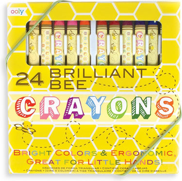 Ooly - brilliant bee bijenwaskrijtjes - extreem zachte en levendige kleuren - set van 24 kleuren - driehoekig en rolt niet weg - geschikt vanaf 3 jaar