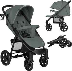 Lionelo buggy annet plus – lichtgewicht inklapbaar – grote massieve wielen met vering – inclusief voetenzak, klamboe bekerhouder – verstelbare rugleuning voetsteun – wandelwagen vanaf de geboorte tot 22 kg – kinderwagen