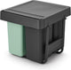 Brabantia sort go inbouw prullenbak - 10 + 10 + 20 liter - jade green en dark grey