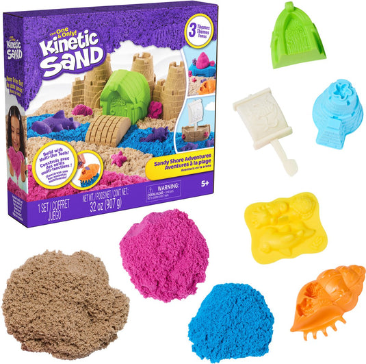 Kinetic sand - bouwterrein speelset met kneedbaar speelzand - 453 g speelzand, 2 speelgoedtrucks, kraan, gereedschap en opbergdoos - sensorisch speelgoed