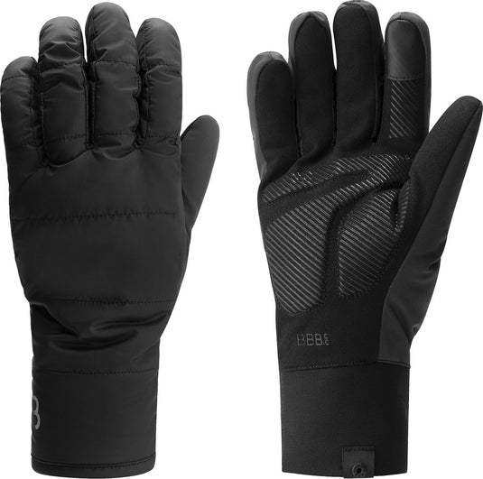 Bbb cycling puffershield fietshandschoenen winter - 0 - 5 ℃ - wind waterproof - wielrenhandschoenen heren en dames - zwart - maat l - bwg-41